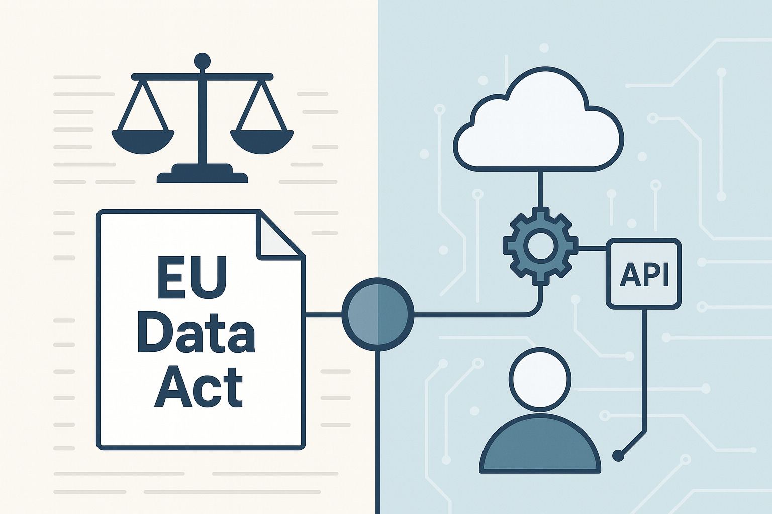 Illustration showing law meeting technology